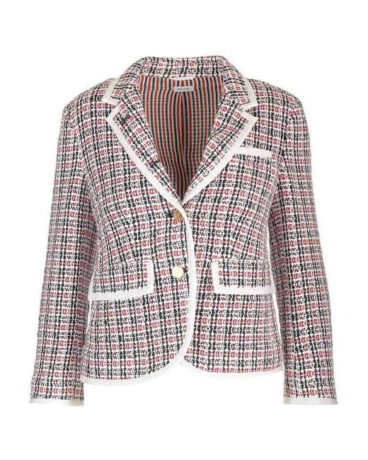 Thom Browne White Cotton Tweed Blazer