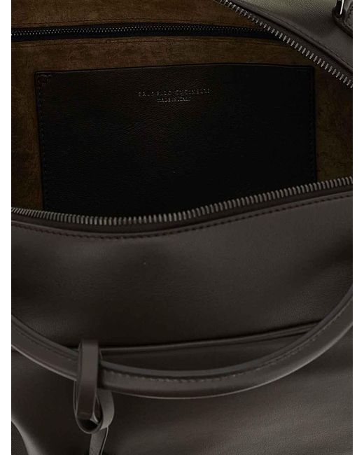 Brunello Cucinelli Black Boston Explorer Medium Handbag