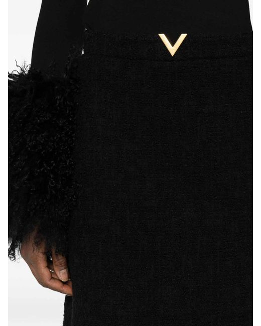 Valentino Garavani Black Vlogo Signature Wool Skirt
