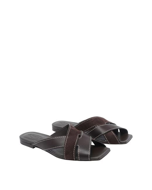 Tod's Black Flat Sandals