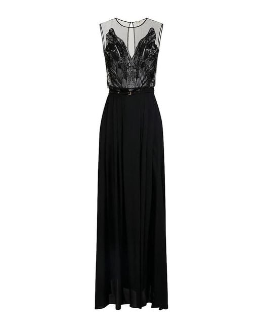 Elisabetta Franchi Black S Carpet Tulle And Georgette Dress