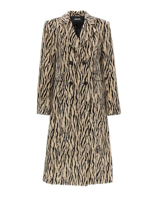 ROTATE BIRGER CHRISTENSEN White Printed Faux Fur Coat