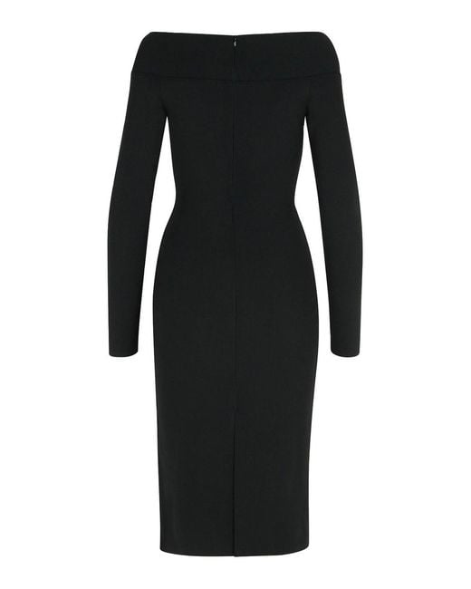 Stella McCartney Black Viscose Blend Midi Dress With Exposed Shoulders