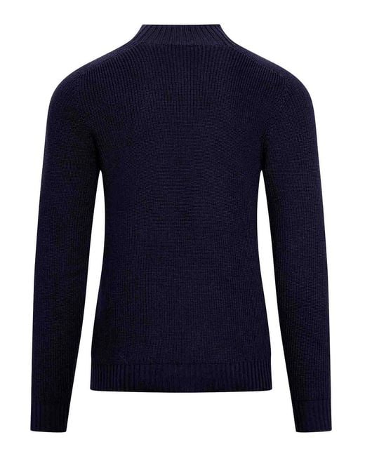 Nome Blue Wool High Neck Sweater for men