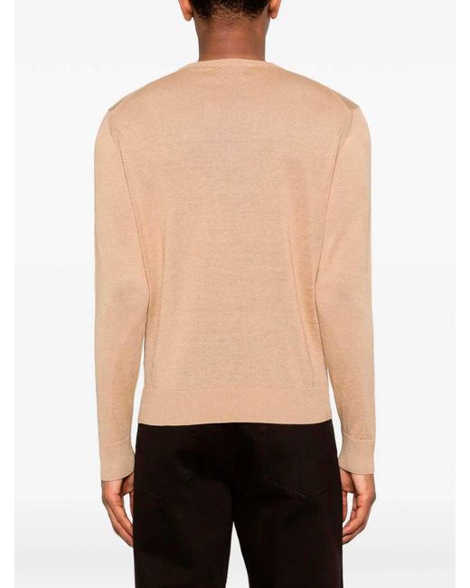 Drumohr Natural Long Sleeve Crew-Neck Sweater for men
