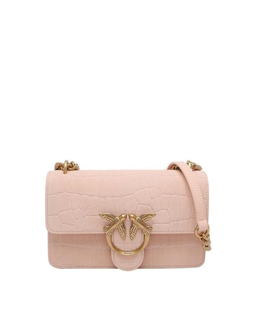 Pinko Pink Mini Love One Crocodile Print Bag