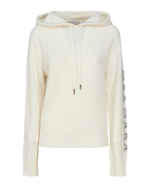 Max Mara White Pineapple Sweater In Wool And Cashmere