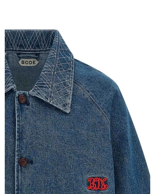 Bode Blue Embroidery Denim Jacket for men