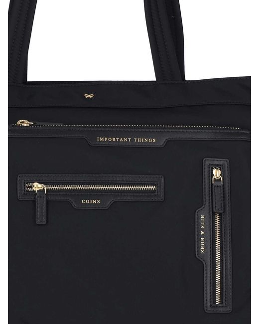 Anya Hindmarch Black Multi-Pocket Tote Bag