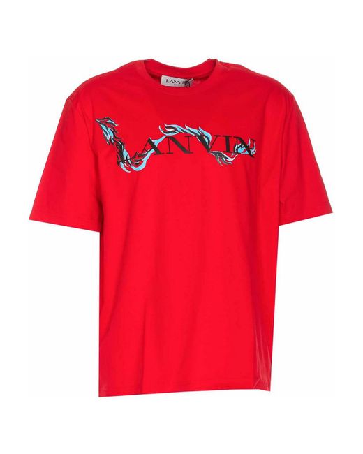 Lanvin Red Tee Round Neck Frontal Logo for men