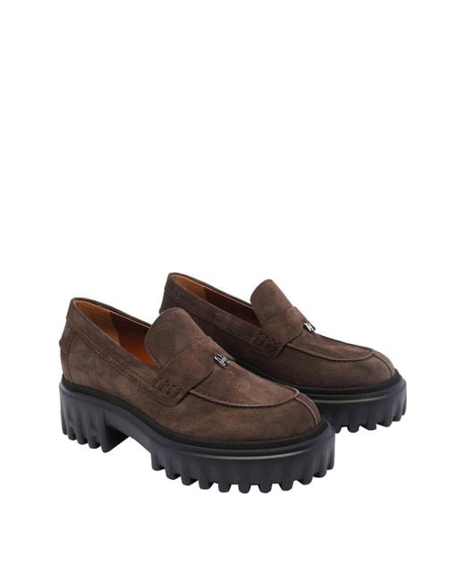 Hogan Brown H700 Suede Loafers