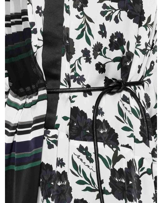 Sacai White Floral-Print Midi Dress
