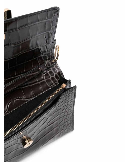 Boyy Black Buckle Travel Case Croco Leather Clutch