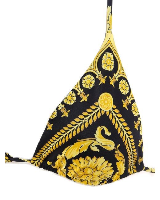Versace Green Stretch Nylon Baroque Print Bikini Top