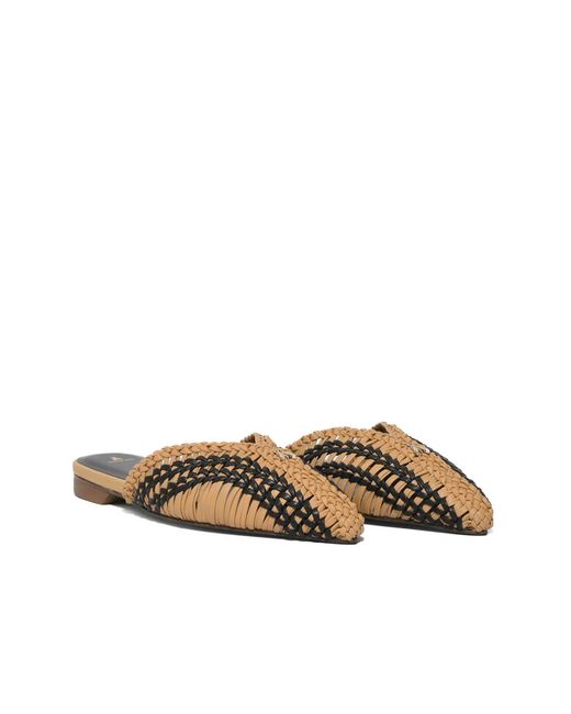 Patrizia Pepe Brown Handcrafted Minimal Shape Leather Mules