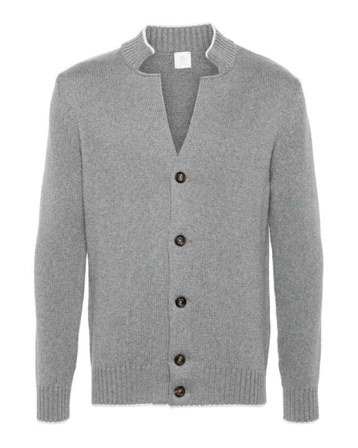 Eleventy Gray Single Breasted Cardigan for men