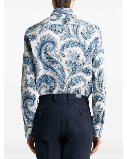 Etro Blue Shirt Roma for men