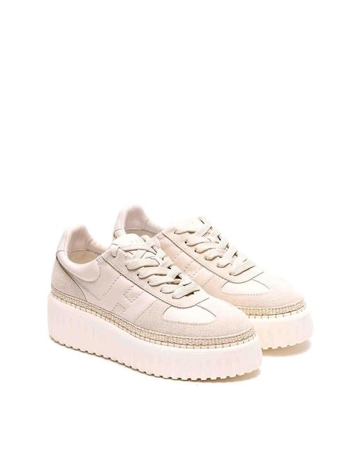 Hogan Pink H-Stripes Platform Sneakers