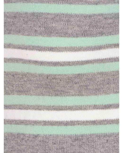Self-Portrait Gray Striped Knit Top