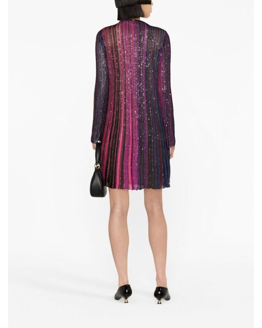 Missoni Purple Lurex Pleated Short Dress