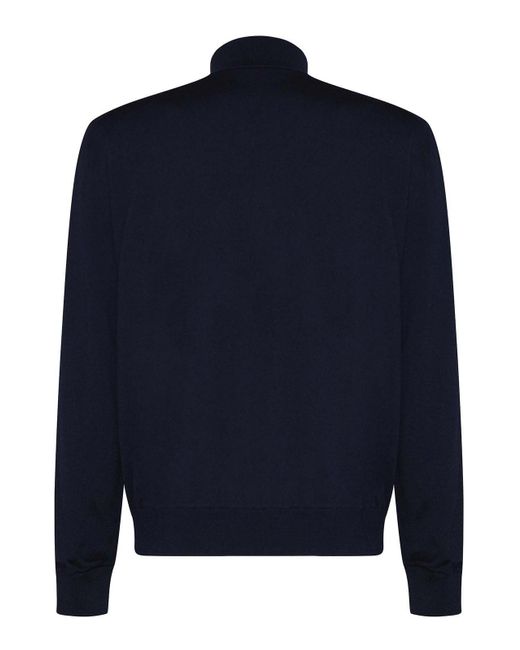 Fedeli Blue Knit With Zip Closure for men