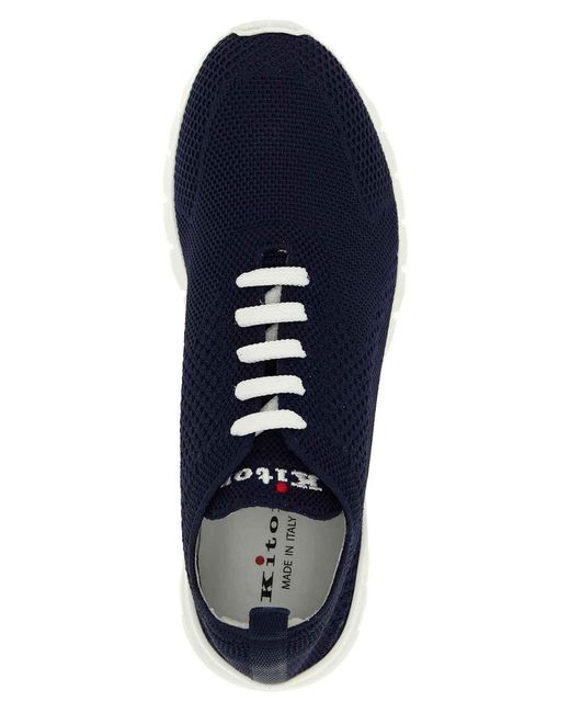 Kiton Blue Lace-Up Sneakers for men