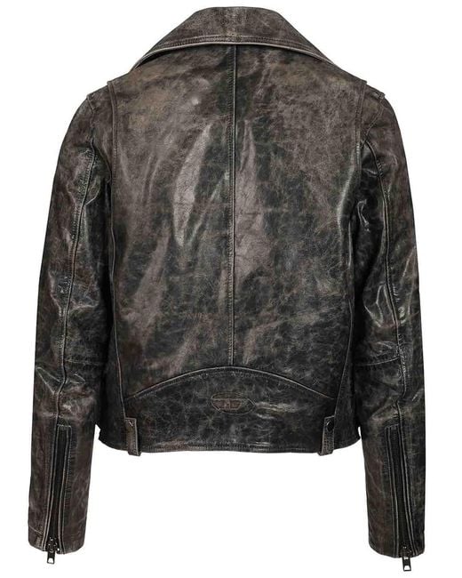 DIESEL Black Biker Jacket for men