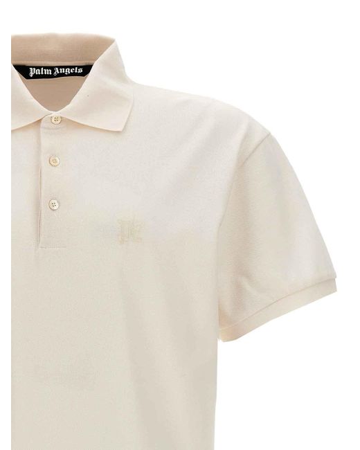 Palm Angels White Monogram Polo Shirt for men