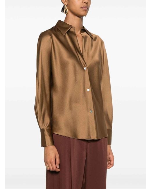 Vince Brown Bias Ls Blouse