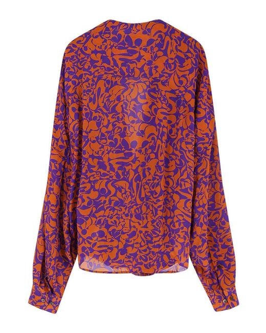 Dries Van Noten Red All-Over Printed Blouse