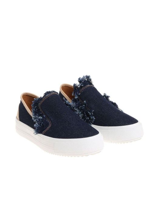 See By Chloé Blue Slip-On Sneakers With Fringes