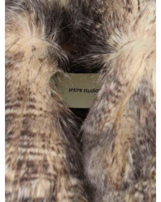 Entire studios Natural Single-Breasted Faux Fur Coat