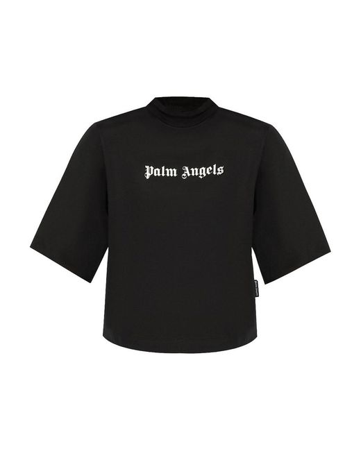 Palm Angels Black Classic Logo Cropped T-Shirt