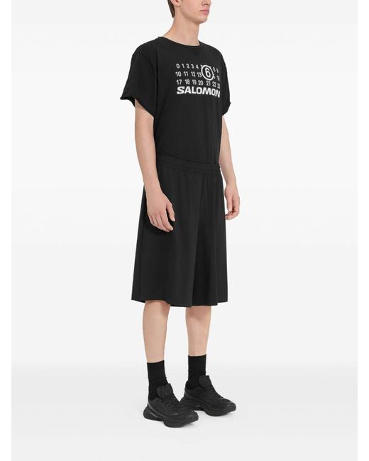 MM6 by Maison Martin Margiela Black Shorts With Numerical Graphics for men