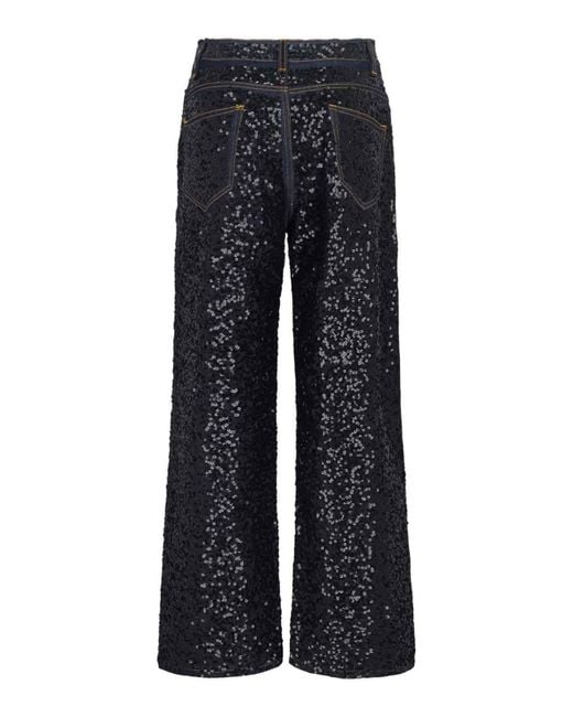 P.A.R.O.S.H. Blue Guff Sequin Straight Jeans