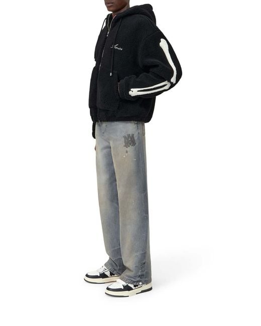 Amiri Blue Bones Fleece Zip Hoodie for men