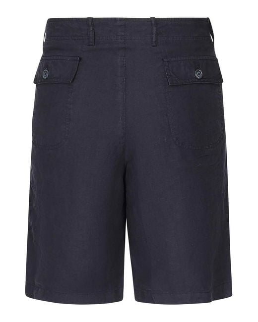 Fedeli Blue Linen Bermuda Shorts for men