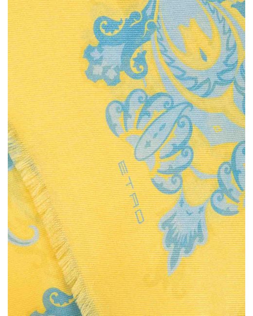 Etro Yellow Printed Logo Scarf