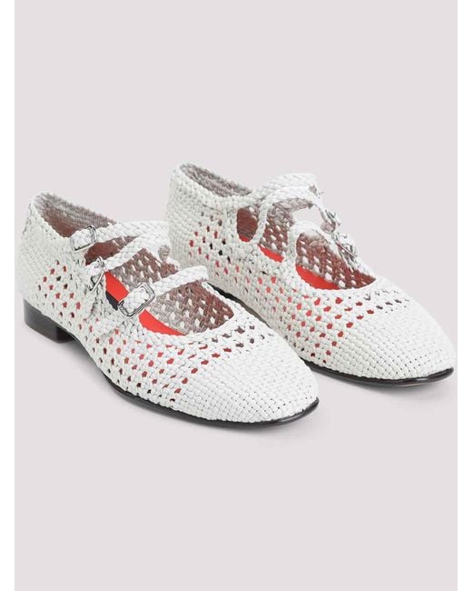 CAREL PARIS White Ariana S Braided Ballerinas