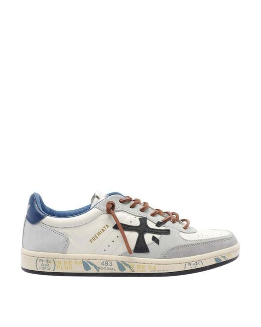 Premiata White Bskt Clay Sneakers for men