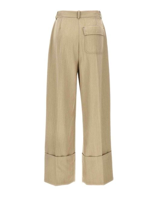 Victoria Beckham Natural Maxi Turn-Up Pants