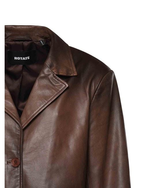 ROTATE BIRGER CHRISTENSEN Brown Leather Blazer