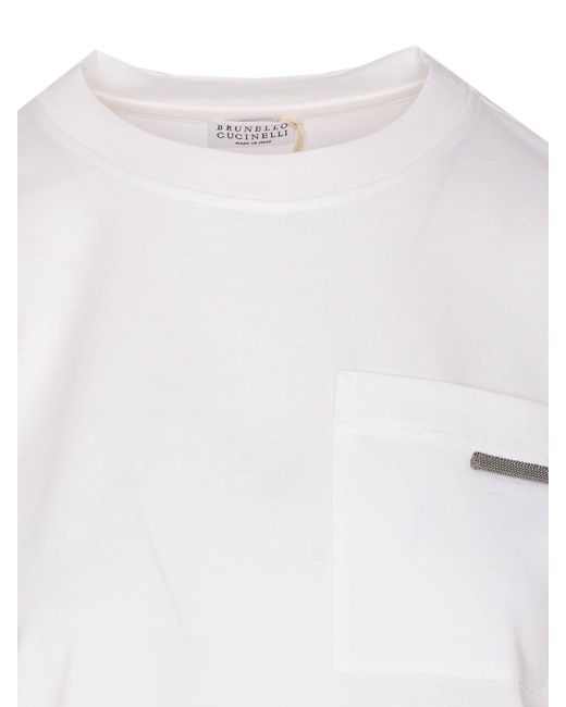 Brunello Cucinelli White Monile Logo T-Shirt