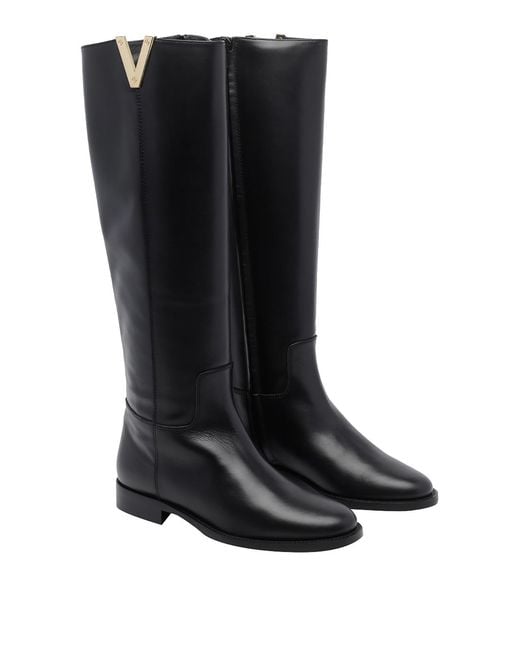 Via Roma 15 Black V Leather Boots