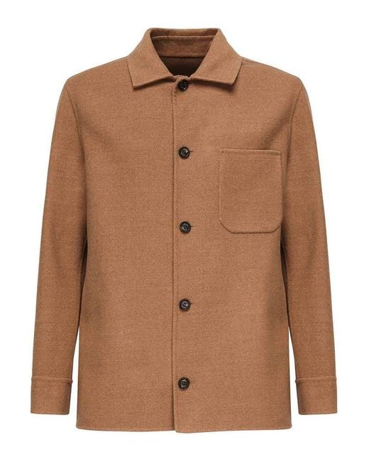 Eleventy Brown Wool Overshirt for men