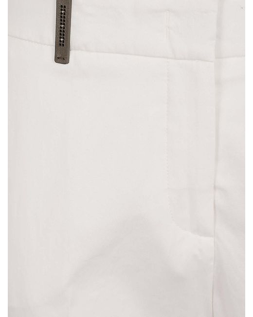 Peserico White Lightweight Satin Cigarette Trousers