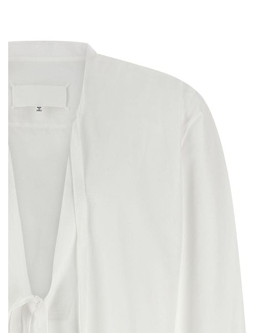Maison Margiela White Raw Cut Hem Shirt for men