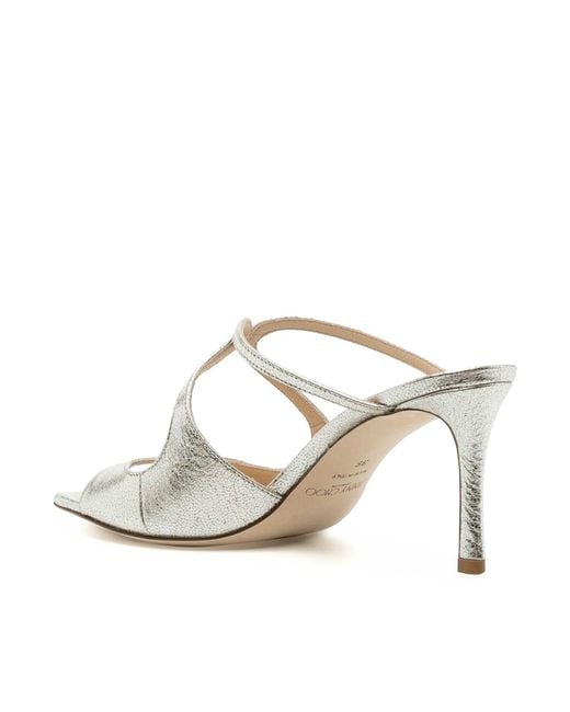 Jimmy Choo Metallic Champagne Laminated Leather Clogs