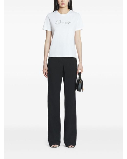 Lanvin White Embroidered Script Logo T-Shirt