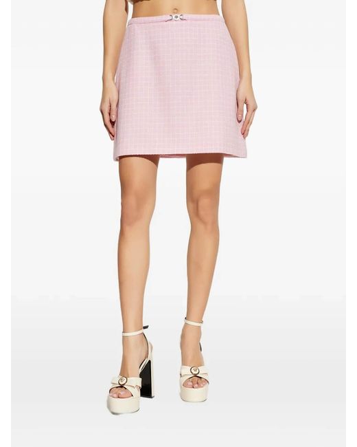 Versace Pink Check-Pattern Mini Skirt